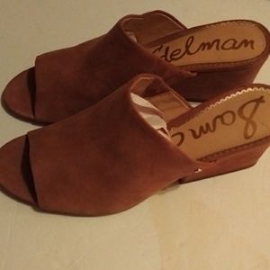 Sam Edelman Pink Suede Leather Sandal,Block Heels, Mule Open Toe. Size 10